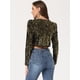 thumbnail image 4 of Chaqueta de lentejuelas Allegra K Manga larga Frente abierto Oro Negro S, 4 of 5