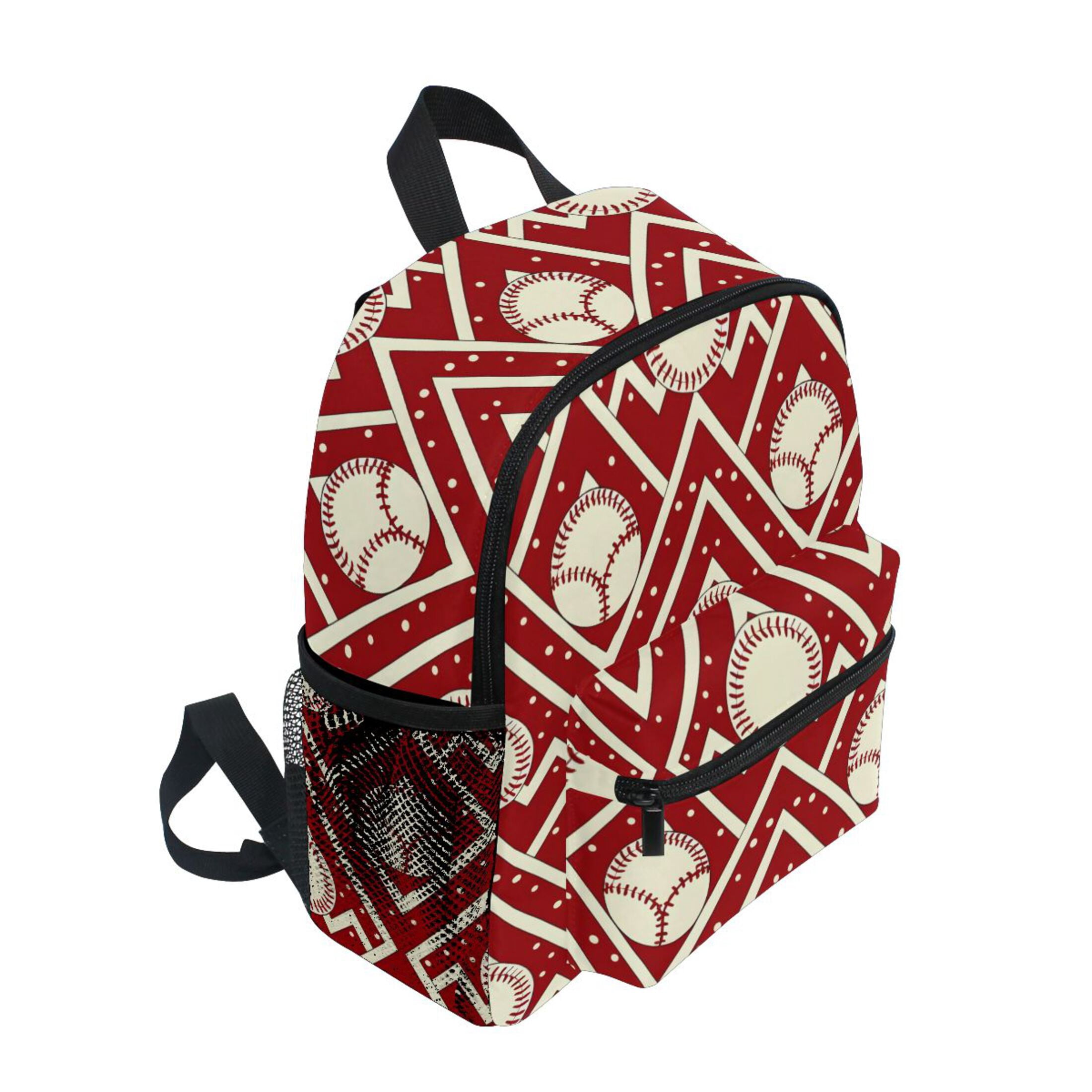 Chevron Baseball Pattern Mini Backpack Cute Small Backpack with Chest Strap and Whistle Ages 3-8