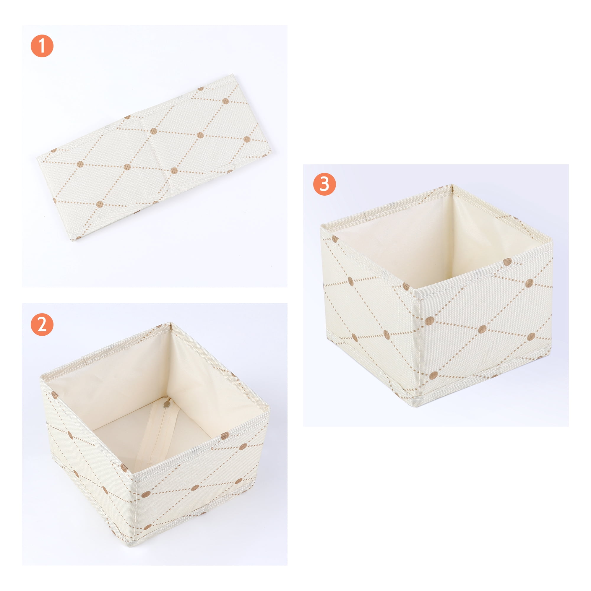 Unique Bargains 3 Pcs Collapsible Storage Cube for Closet Organizers Beige 5.5"x5.5"x4.7"