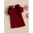 thumbnail image 3 of xiaxaixu Chemises pour Enfants, Manches Courtes Col Rond Tricot Fête de Rue Découpe Décontractée Printemps Été Hauts pour Filles, 3 of 8