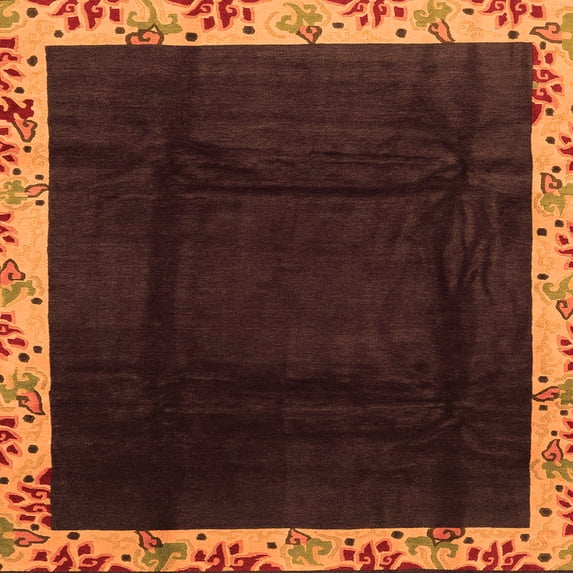 Ahgly Company Indoor Square Oriental Orange Asian Inspired Area Rugs, 3' Square