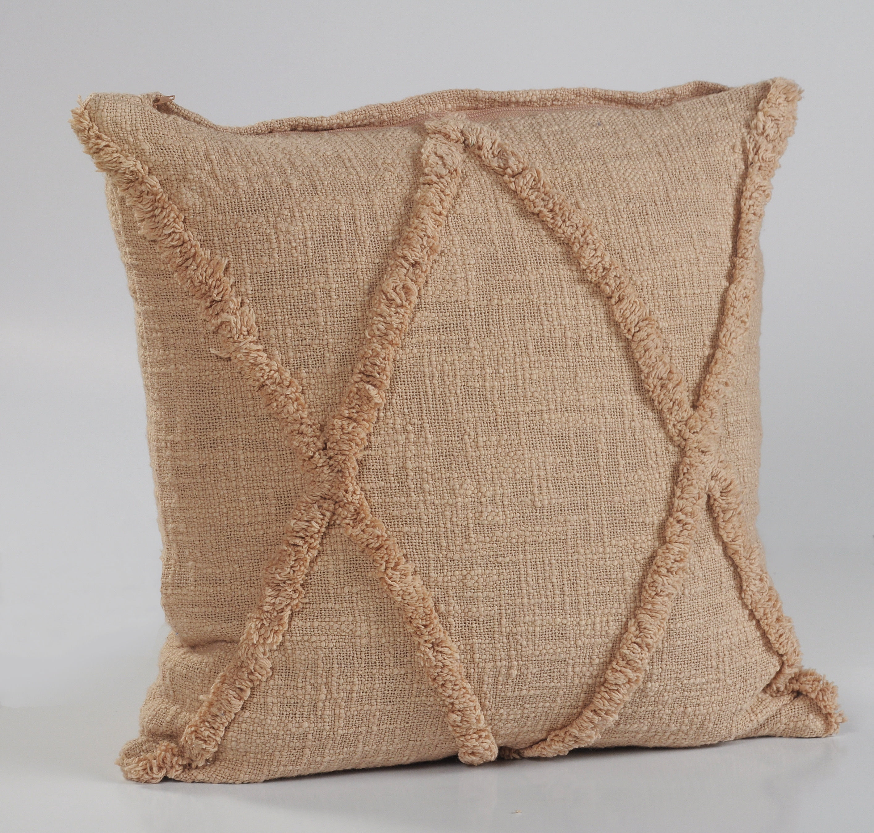 Ox Bay Sara Set of 2 Shag Diamond 18" x 18" Frappe Cotton Adult Decorative Throw Pillows