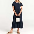 thumbnail image 3 of Valcatch Women Summer Casual Short Sleeve Crewneck A line Swing Flowy Tiered Shirt Maxi Beach Long Dress Outfits, 3 of 6