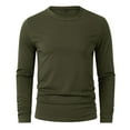 thumbnail image 2 of Men's Long Sleeve T-Shirt Solid Color Casual Basic Tee Comfortable Winter Top Breathable Soft Shirt Men's Oversized Tee Summer Tops Streetwear, 2 of 4
