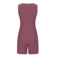 thumbnail image 4 of Usmixi Jumpsuits for Women Casual Solid Soft Knitted Ribbed Button up Loose Pocket Tank Jumpsuits Overalls Summer Formal Plain Round Neck Sleeveless Short Rompers Purple xl, 4 of 6