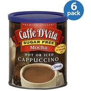 Caffe D'vita Sugar Free Mocha Hot or Iced Instant Cappuccino, 8.5 oz, (Pack of 6)