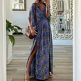 thumbnail image 1 of EGNMCR Robes d'Été Femmes Tendance 2024 Mode Femmes Col en V Imprimé Manches Courtes Patchwork Décontractée Longue Robe, 1 of 5
