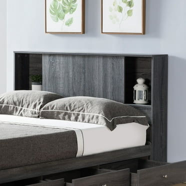 Modern Twin Bookcase Headboard - Distressed Grey