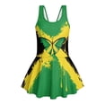 thumbnail image 4 of Xixirimido Jamaica Flag Butterfly Print Girls Swimsuit Sleeveless One Piece Skirted Swimwear Modest Hawaiian Bathing Suit for Beach Water Park Kids Swim Dress, 5-6 Years, 4 of 7