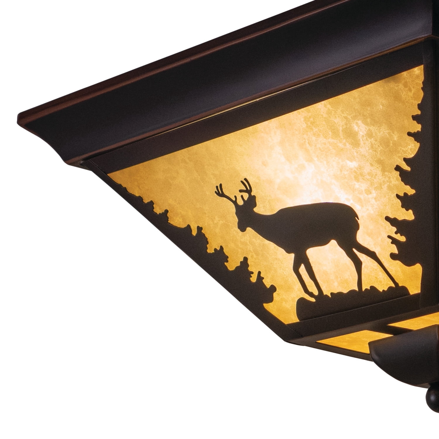 Bryce 14-in W Bronze Rustic Deer Flush Mount Ceiling Light Fixture