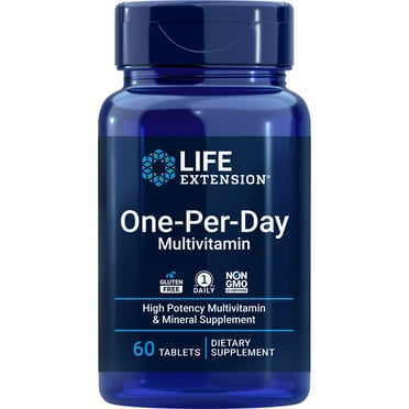 Life Extension One-Per-Day Multivitamin – Packed with Over 25 Vitamins, Minerals & Plant Extracts, Quercetin, 5-MTHF Folate & More – 1-Daily, Non-GMO, Gluten-Free – 60 Tablets