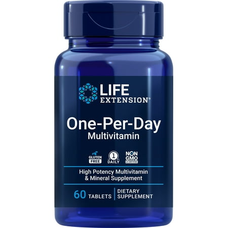 Life Extension One-Per-Day Multivitamin – Packed with Over 25 Vitamins  Minerals & Plant Extracts  Quercetin  5-MTHF Folate & More – 1-Daily  Non-GMO  Gluten-Free – 60 Tablets