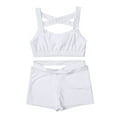 thumbnail image 3 of iiniim Kids Girls Crop Tops and Shorts 2 Piece Dance Sports Outfits Activewear Set, 3 of 7