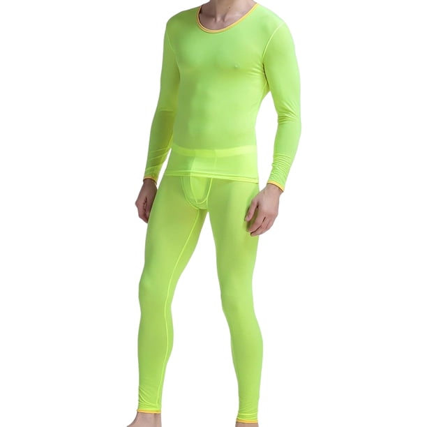 Sonducket Conjunto de ropa interior térmica para hombre, ropa de dormir de seda helada para otoño e invierno, ropa interior cálida y ajustada, conjuntos de ropa Verde/M Sonducket AP013755-07