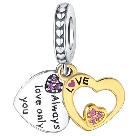 Jeffery Charm for Women Bracelet Necklace Mom Valentine's Day Heart Pendant,Pink Zircon,Always love onlu you