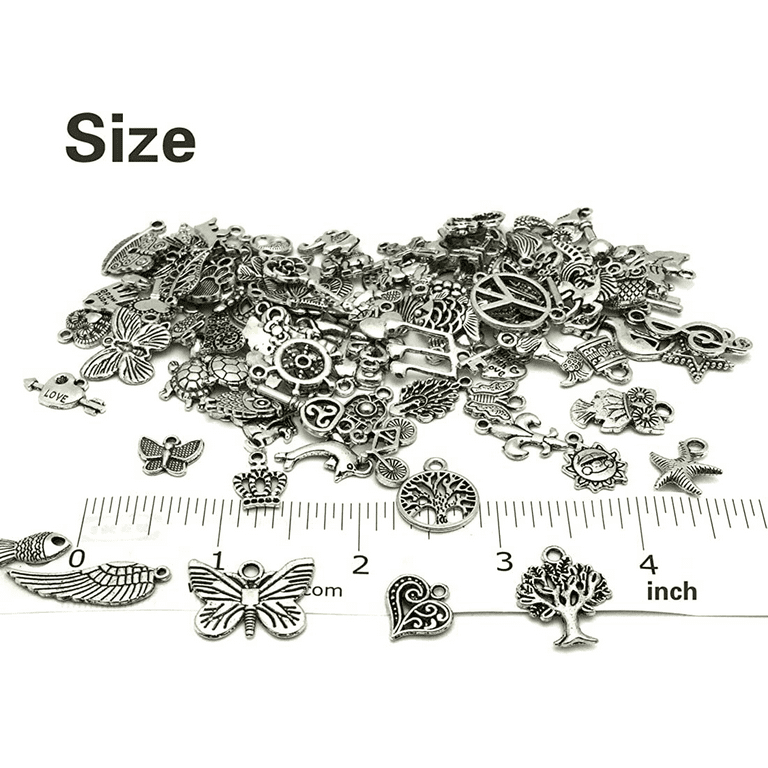 JIALEEY Wholesale Bulk Lots Jewelry Making Silver Charms Mixed Smooth  Tibetan Silver Metal Charms Pendants DIY for Necklace Bracelet Jewelry  Making and Crafting, 100 PCS