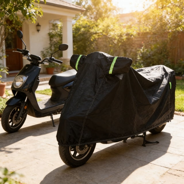 FELTECHELECTR Funda Impermeable Para Scooter Y Motocicleta Color Negro Con Capas Anti Uv Y