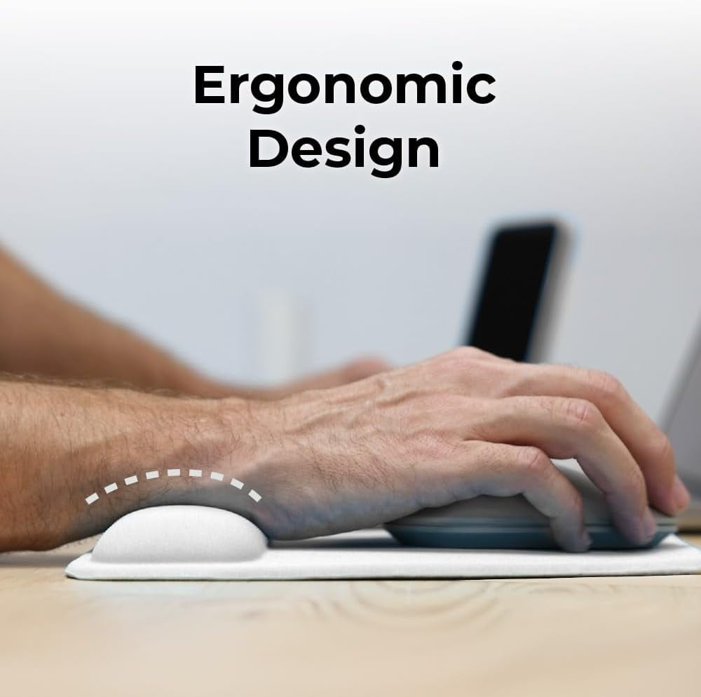 Ergonomic Mouse Pad Wrist Support - Comfortable Mouse Pad Wrist Rest - Wrist Relief Gel Mousepad - Non-Slip Base Aesthetic Mousepad for Gaming, Home, Office - Perfect for Computer, Laptop