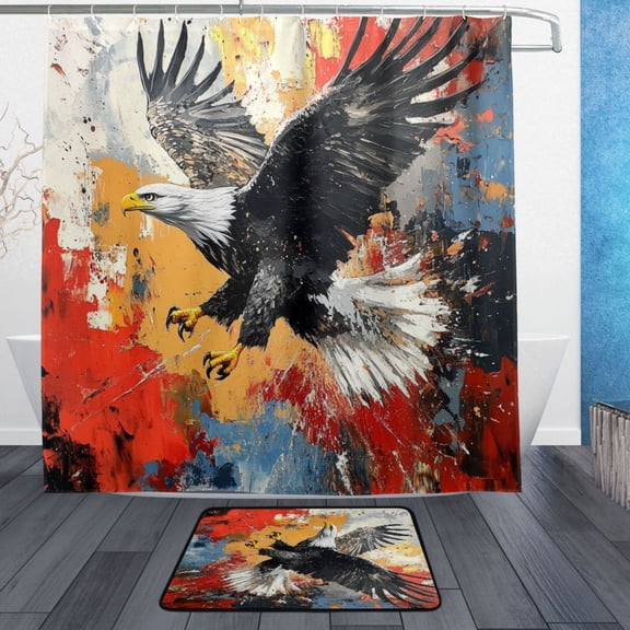 BZSMCE Shower Curtain and Bath Accessory Set,Warrior Of The Skies Pattern