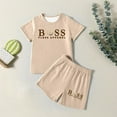 thumbnail image 5 of Fshinging Children Clothes Set Summer Letter Print Shorts Suit Short Sleeve Tops 2 Piece Set Garçon Ensemble Size 5-6 Years, 5 of 5
