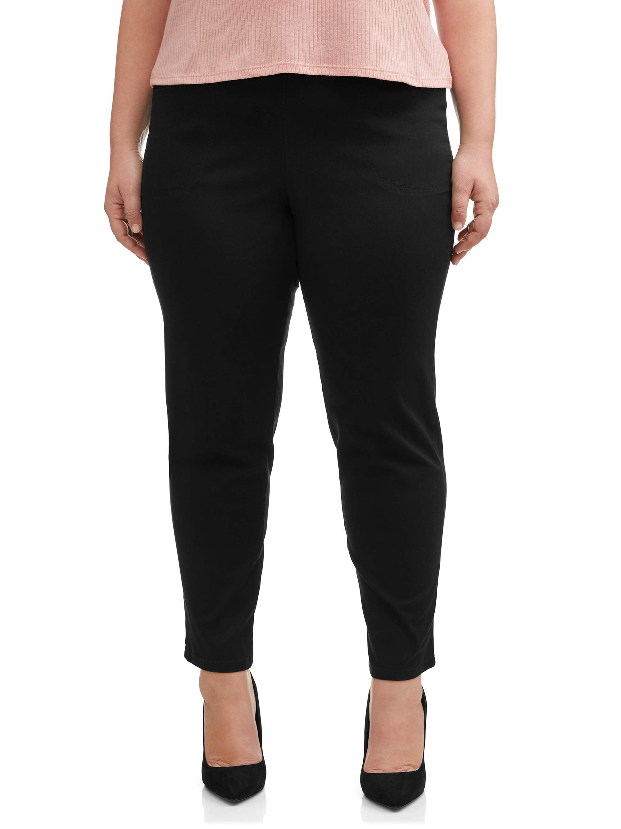 Just My Size Women's Plus Size Pull on 2-Pocket Stretch Woven Pants, Also  in Petite