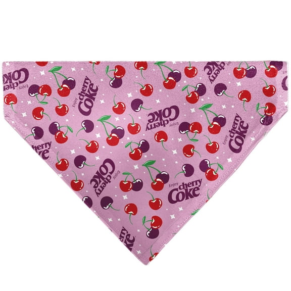 The Coca-Cola Company Pet Bandana Cherry Coke Cherries and Logo Scattered Pink Slip On Collar Bandana Only