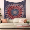 thumbnail image 2 of Bless International Indian hippie Bohemian Psychedelic Golden Blue Peacock Mandala Wall hanging Bedding Tapestry (Golden Blue White, Poster (30x40Inches)(76x101cms)), 2 of 5