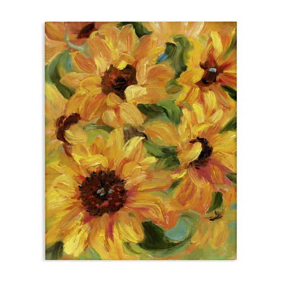 Stupell Industries Sunflower Bunches Pattern Botanical & Floral Painting Gallery Wrapped Canvas Art Print Wall Art, 16 x 20