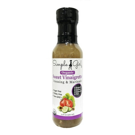 Fat Free Sweet - Simple Girl Organic Sugar-Free Sweet Vinaigrette Salad Dressing and Marinade 12 oz (Organic, Sugar Free, Gluten Free, Non GMO, 0 Carbs, Low Calories, 0 Fat)