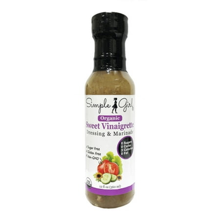 Simple Girl Organic Sugar-Free Sweet Vinaigrette Salad Dressing and Marinade 12 oz (Organic, Sugar Free, Gluten Free, Non GMO, 0 Carbs, Low Calories, 0 (Best Non Fat Salad Dressing)