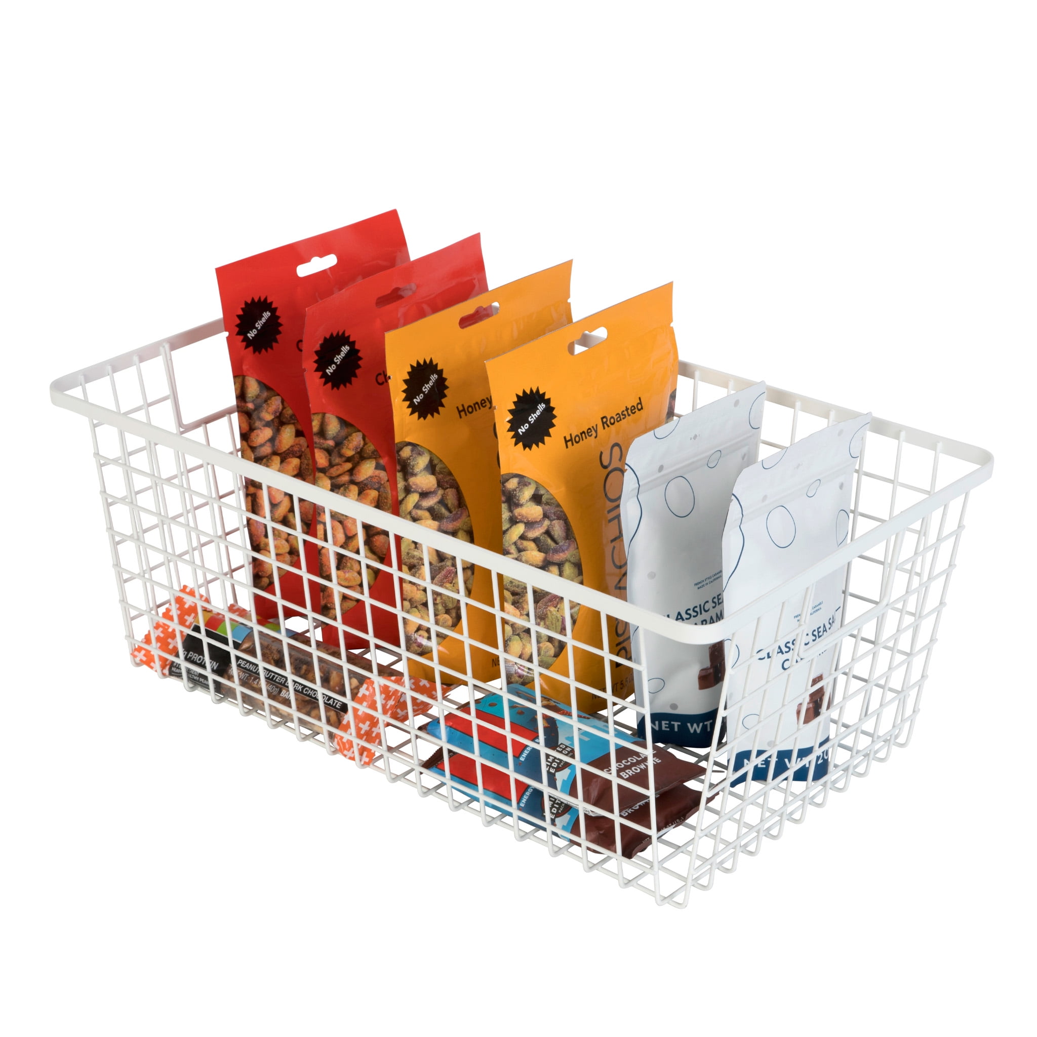 Smart Design Nestable Basket Organizer with Handles - 9 x 16 x 6 inches - White - Set of 4
