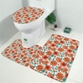thumbnail image 2 of White Orange Sunflower Green Leaf Pattern Bathroom Rugs Sets 3 Piece,Toilet Cover Set,Absorbent Non Slip Bathroom Mats Sets with U-Shaped Contour Rug Toilet Rug Set, 2 of 5