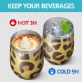 thumbnail image 4 of 12oz Stemless Wine Tumblers Yellow and Brown Of Leopard Print Vacuum Insulated Stainless Steel Travel Tumbler Cups Mug with Lid and Straw for Champaign,Cocktail,Beer with Cleaning Brush, 4 of 5