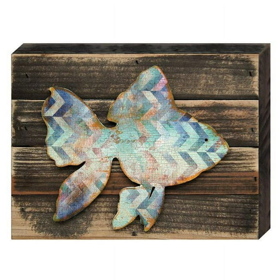 Tropical Coastal Gold Fish Vintage Art on Board Wall Decor