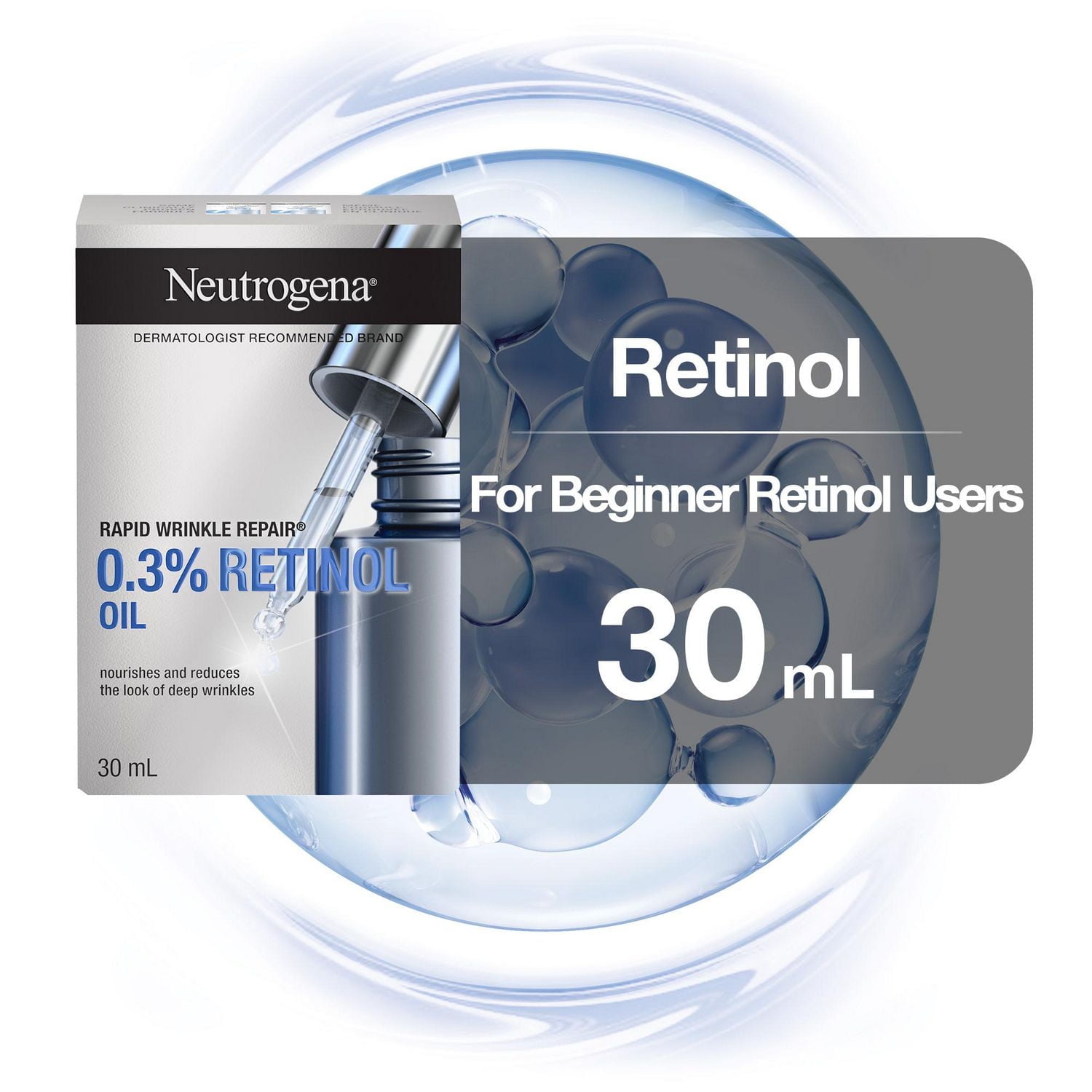 Neutrogena Anti Aging Retinol Oil For Face, Rapid Wrinkle Repair Face Serum & Eye Serum, 30 mL