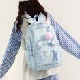 thumbnail image 3 of Aesthetic Backpack with Pendant, Star Print Laptop Backpack, Multi-layer Bookbag for Shopping Work (Blue), 3 of 7