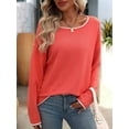 thumbnail image 4 of Women'S Fall Sweaters 2025 Casual Crew Neck Contrast Long Sleeve Knit Pullovers Jumper Tops Red XL, 4 of 8