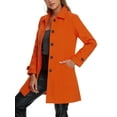 thumbnail image 4 of INSPIRE CHIC Women's Peter Pan Collar Winter Outwear Trench Pea Coats L Orange, 4 of 6