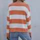 thumbnail image 5 of Camisas de Larga para Mujer, Blusas Casuales Holgadas A Rayas, Suéteres de Punto Naranja Rojo M, 5 of 9