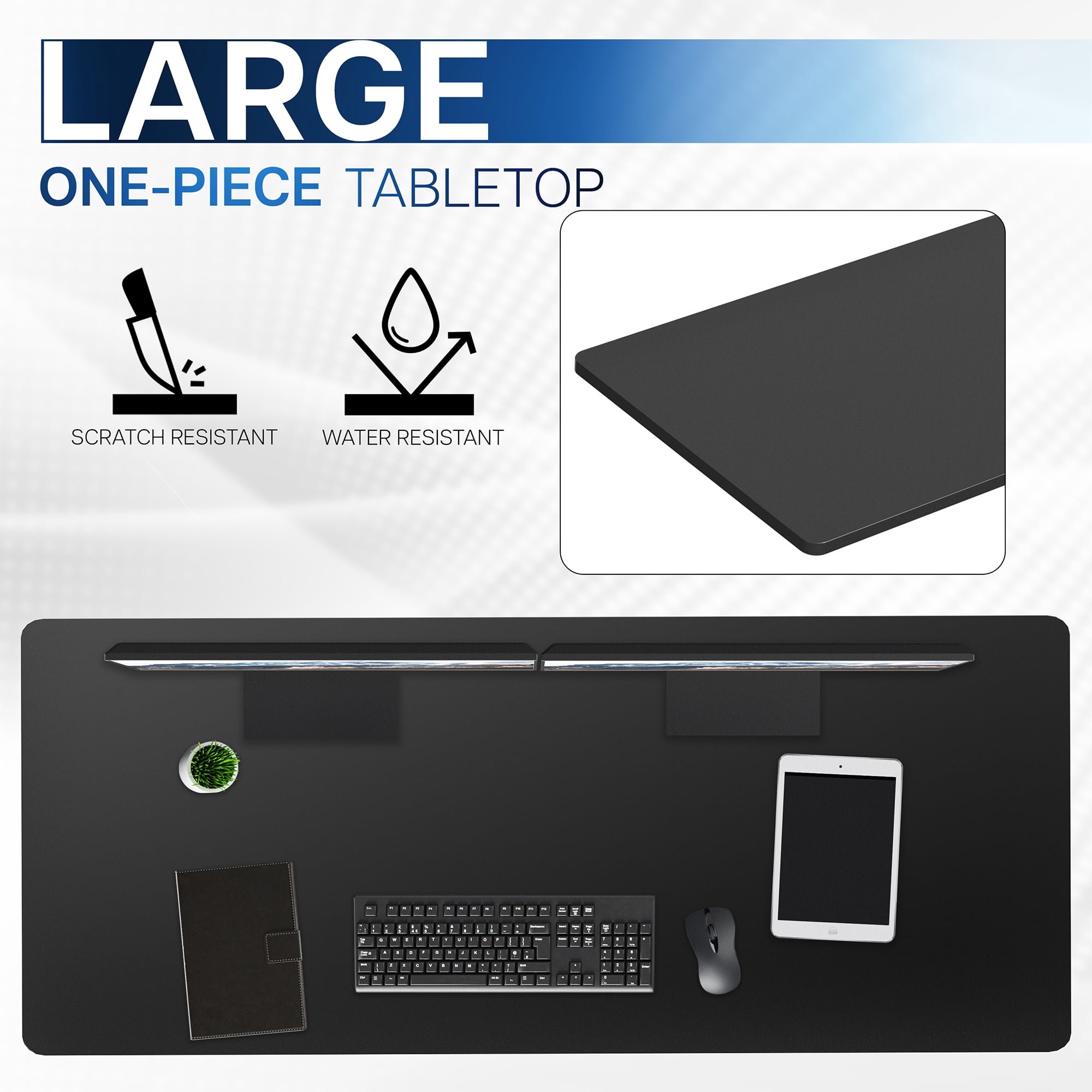 VIVO Black 60 x 24 inch Universal Table Top for Sit to Stand Desk Frames