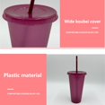 thumbnail image 3 of Gobelet avec Couvercle et Paille Bouteille Réutilisable en Plastique PP pour Boisson Froide Café Jus Smoothie, 3 of 6