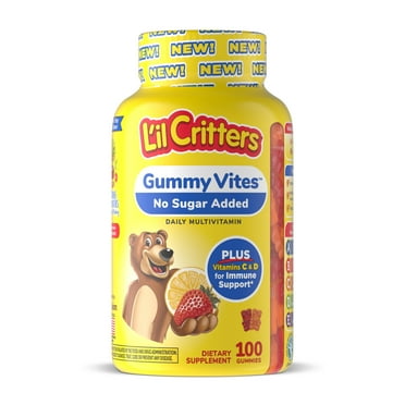 L’il Critters Gummy Vites No Sugar Added Gummy Multivitamin, Strawberry and Orange Flavor, 100 Count