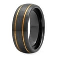 thumbnail image 2 of Black Ceramic 8mm Comfort Fit Ring w/Dual Yellow Gold Plated Grooves, Size 10.5, 2 of 7