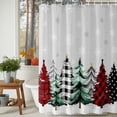 thumbnail image 3 of Christmas Tree Shower Curtains for Bathroom, Red Black Plaid Christmas Snowflakes Waterproof Fabric Shower Curtain for Bathroom Bathtub Decoration, Machine Washable, 60"x72", 3 of 9