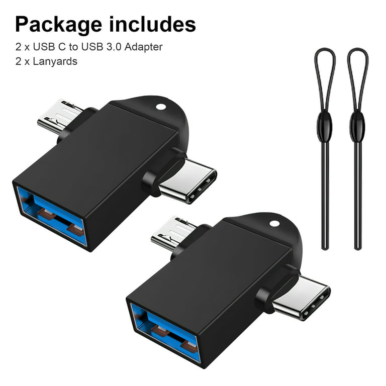 2 in 1 OTG Converter USB 3.0 to Micro USB and Type C Adapter USB3.0 Female  to Micro USB Male and USB C Male Connector (1 Pack)