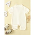 thumbnail image 3 of CIYCuIT Baby Boys Girls Jumpsuit Pajama Short Sleeve Button Lapel Waffle Rompers Infant Toddler Casual Contrast Trim Bodysuit Loungewear 3M 6M 12M 18M 24M, 3 of 8
