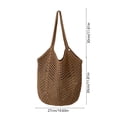 thumbnail image 3 of Bolso de playa tejido con hierba para mujer – Bolso de hombro informal con aberturas, bolso de mano ligero de algodón para vacaciones de verano, bolso de viaje de gran capacidad para uso diario., 3 of 6