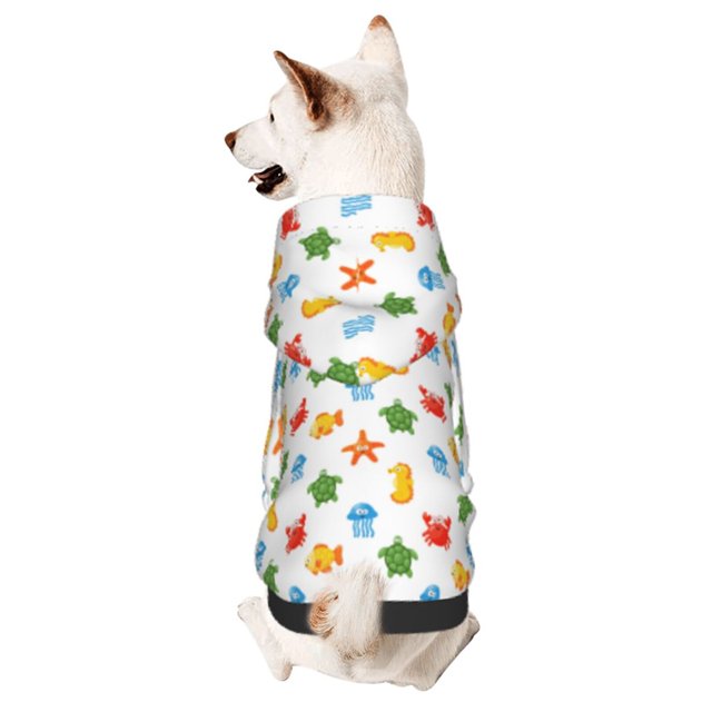Fotbe Undersea Animals Sudadera con Estampado para Perros Pequeños – Suéter con Capucha para Mascotas, Tela Suave de Forro Polar con Bolsillo-X-Small