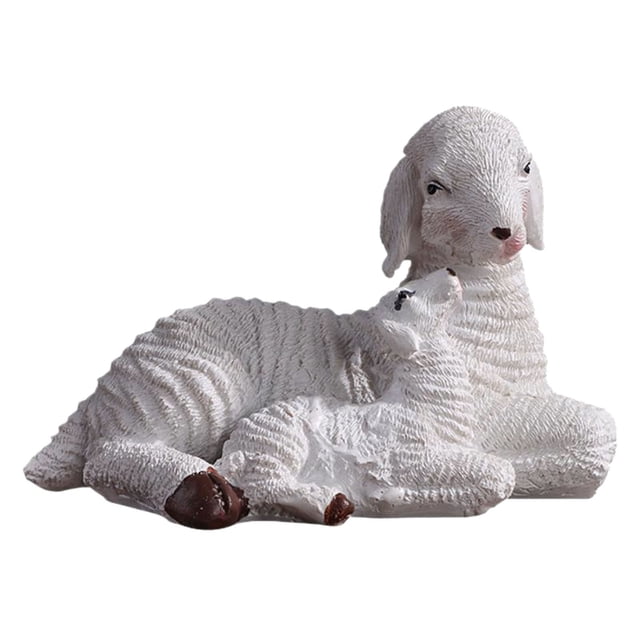 Ltdhehe Figurines de Moutons Mignonnes Réalistes en Résine d'Agneau Blanc Décoration Jardin Patio Extérieur