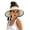 Beige, variant on Women's Straw Sun Visor Hat with Bow Back Detail UV Protection Wide Brim Summer Beach Ponytail Hat